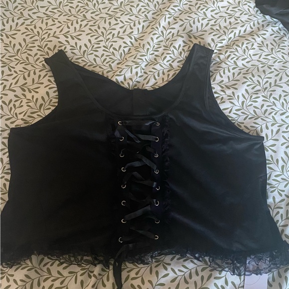 Scoop Neckline Lace Up Bowknot Tank Top - Picture 1 of 3